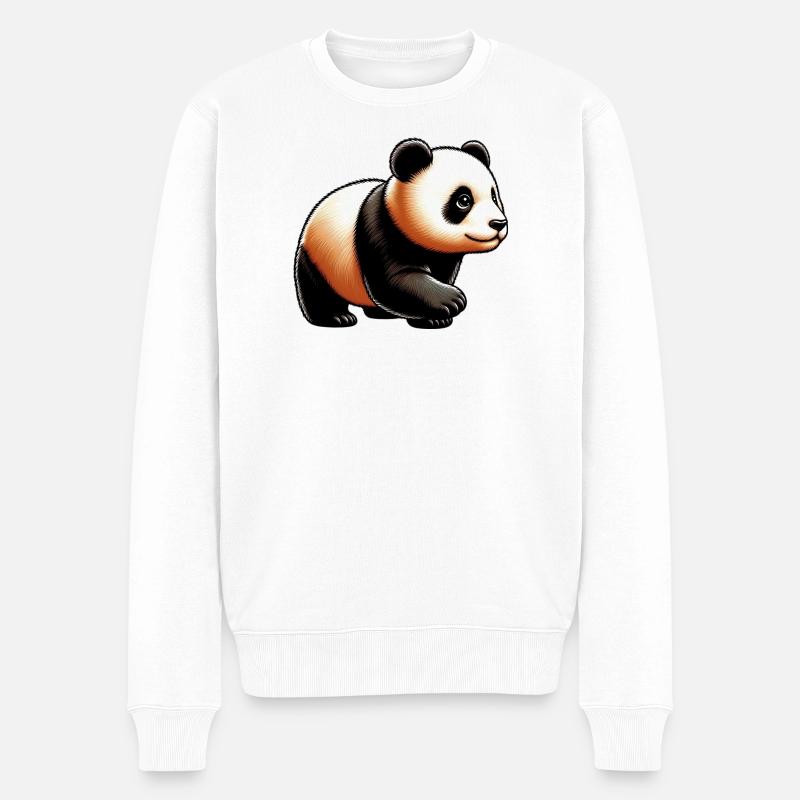 Panda - Männer Premium Bio Pullover - Weiß