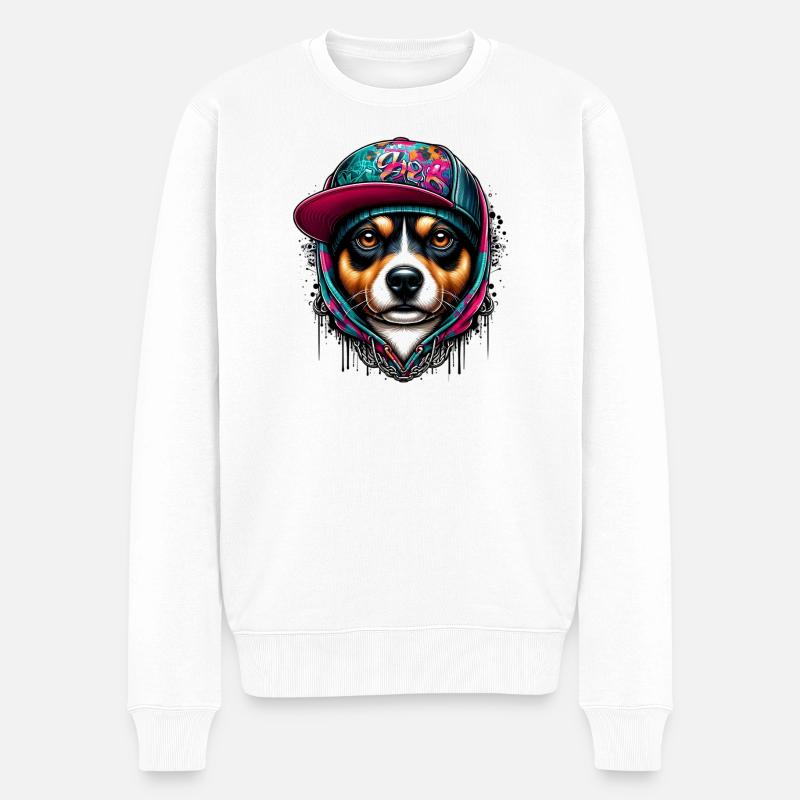 Hund - Männer Premium Bio Pullover - Weiß