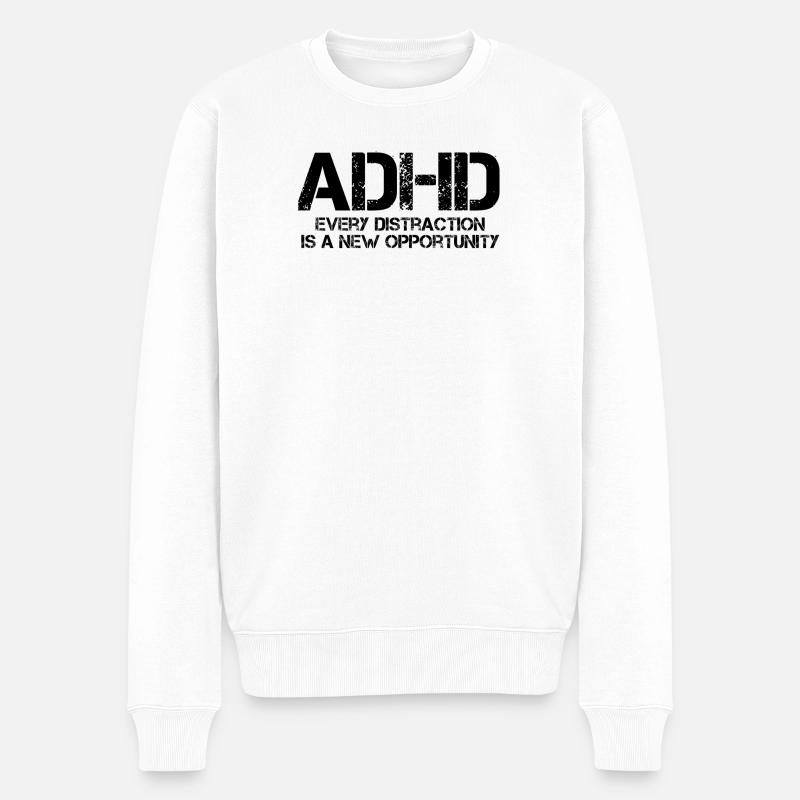 ADHS - Männer Premium Bio Pullover - Weiß
