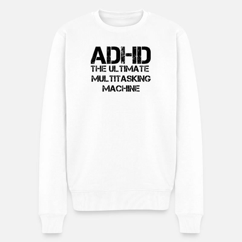 ADHS - Männer Premium Bio Pullover - Weiß