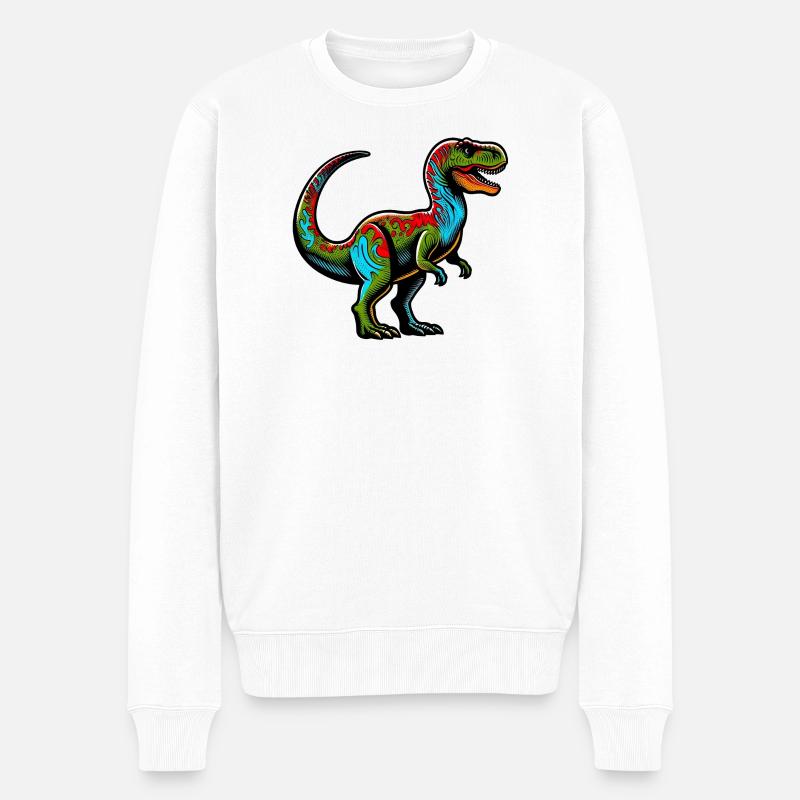 Dinosaurier - Männer Premium Bio Pullover - Weiß