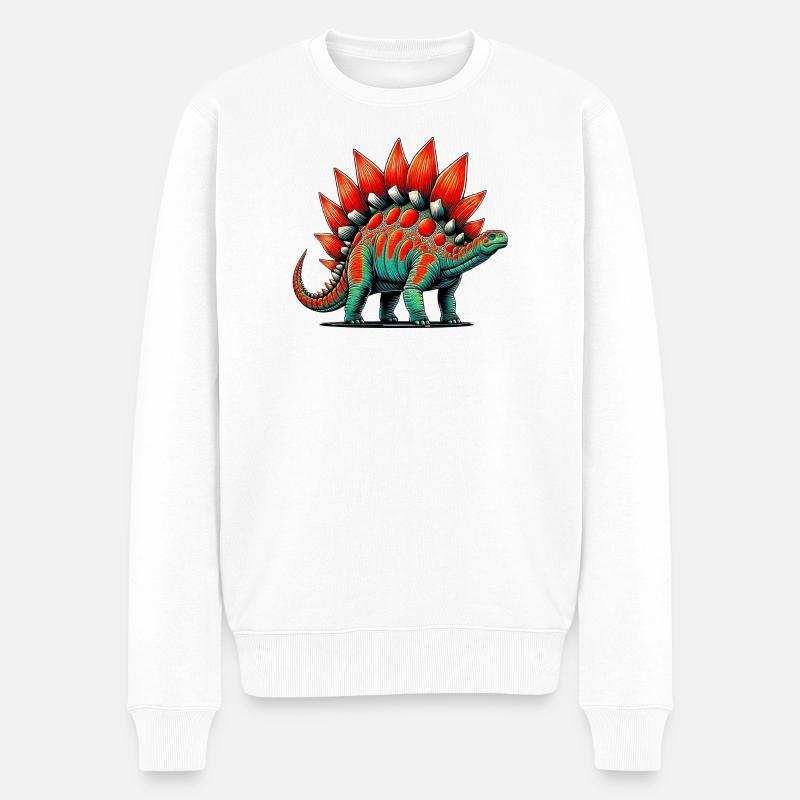 Dinosaurier - Männer Premium Bio Pullover - Weiß