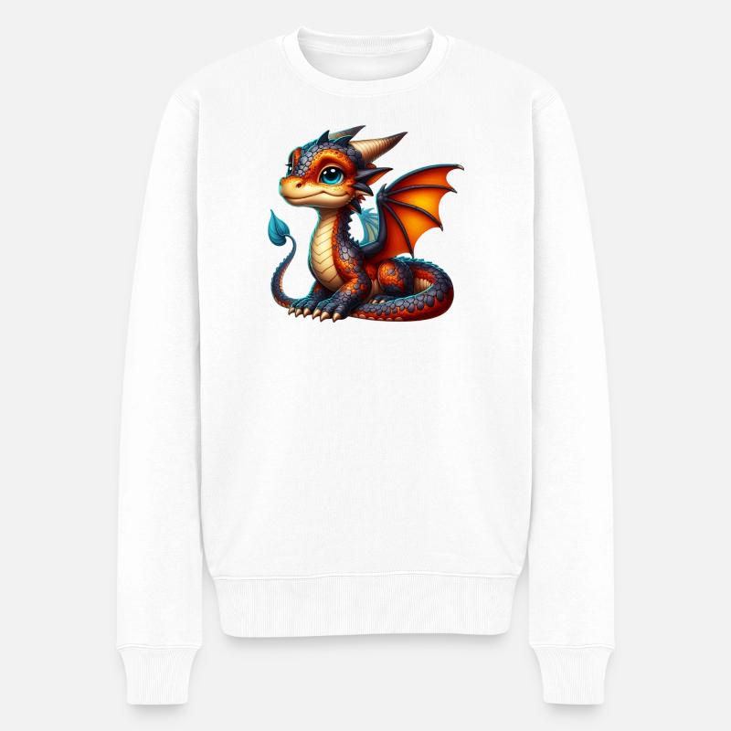 Drache - Männer Premium Bio Pullover - Weiß