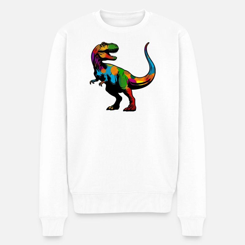 Dinosaurier - Männer Premium Bio Pullover - Weiß