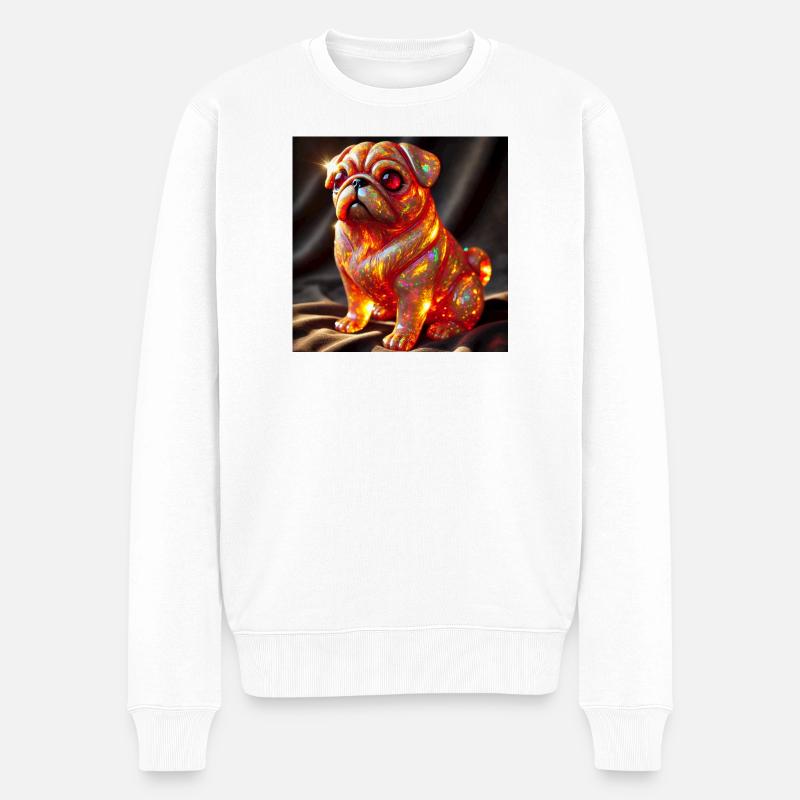 Farbexplosiver Bulldog Skulptur - Männer Premium Bio Pullover - Weiß