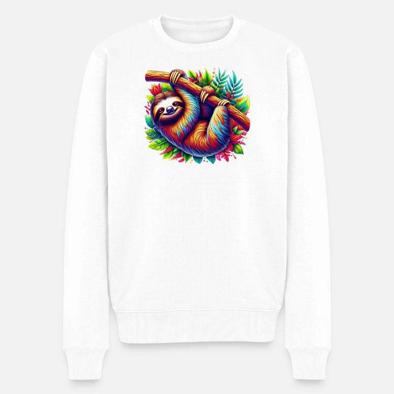 Faultier - Männer Premium Bio Pullover - Weiß