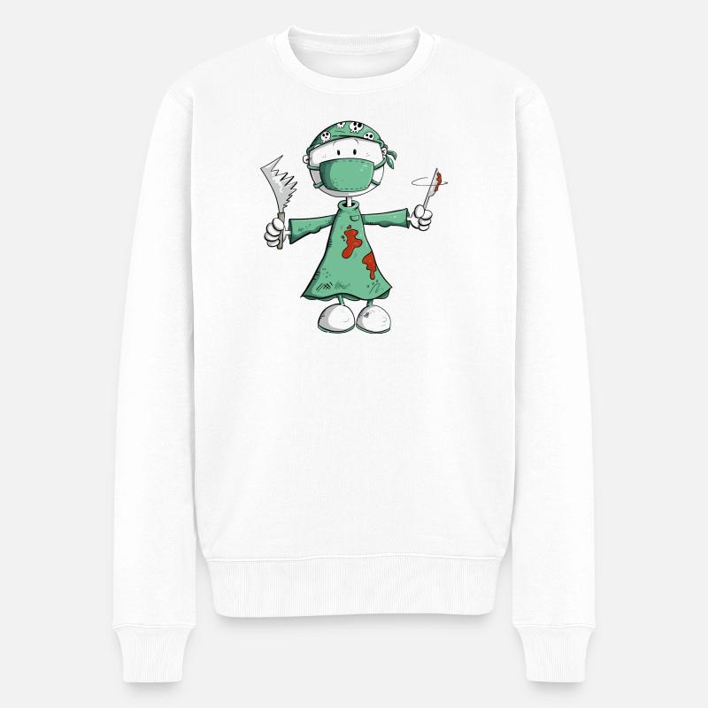 Arzt Chirurg Strichmännchen Berufe Cartoon - Männer Premium Bio Pullover - Weiß