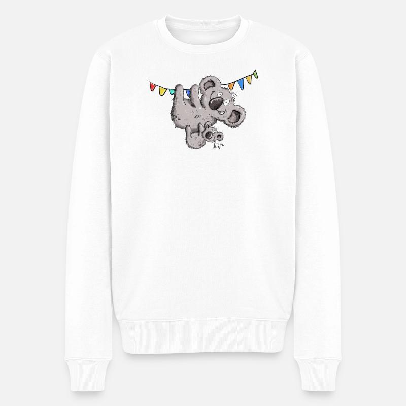 Drolliger Koala Bär Mit Koala Baby Party - Männer Premium Bio Pullover - Weiß