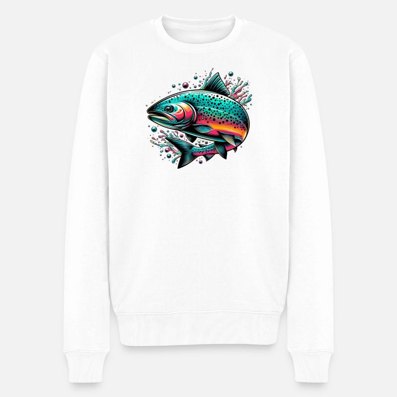 Lachs - Männer Premium Bio Pullover - Weiß