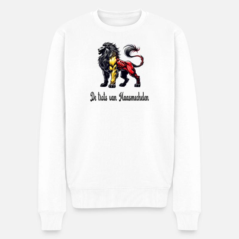Motif du drapeau lion de Maasmechelen - Pull Premium bio Homme - blanc