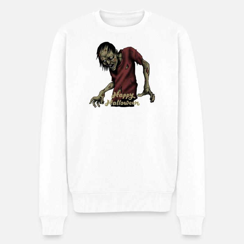 Zombie Effrayant Happy Halloween - Pull Premium bio Homme - blanc