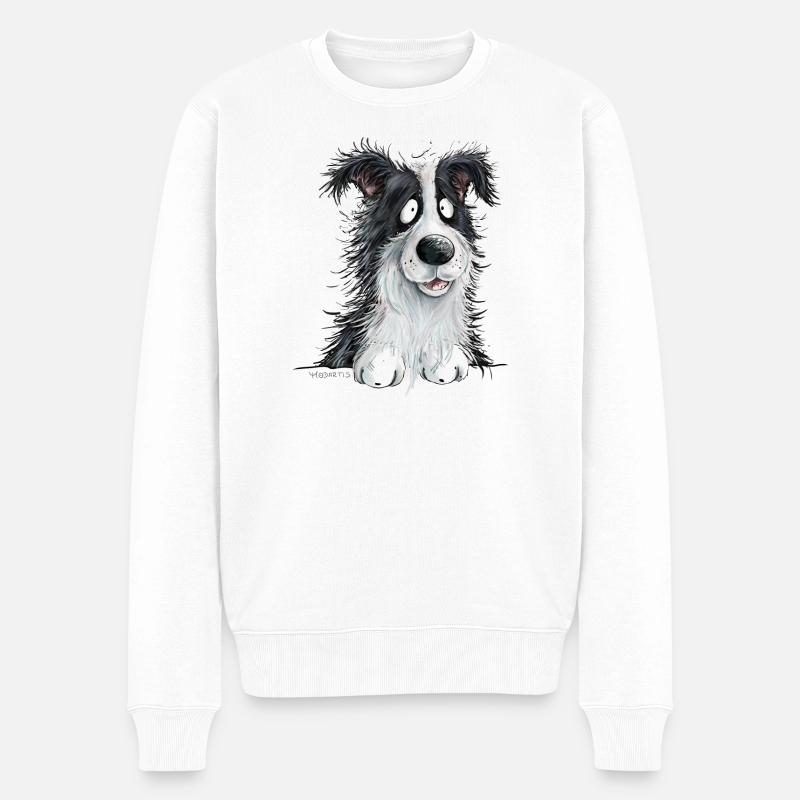 Drolliger Border Collie Hund Hütehund Liebhaber - Männer Premium Bio Pullover - Weiß