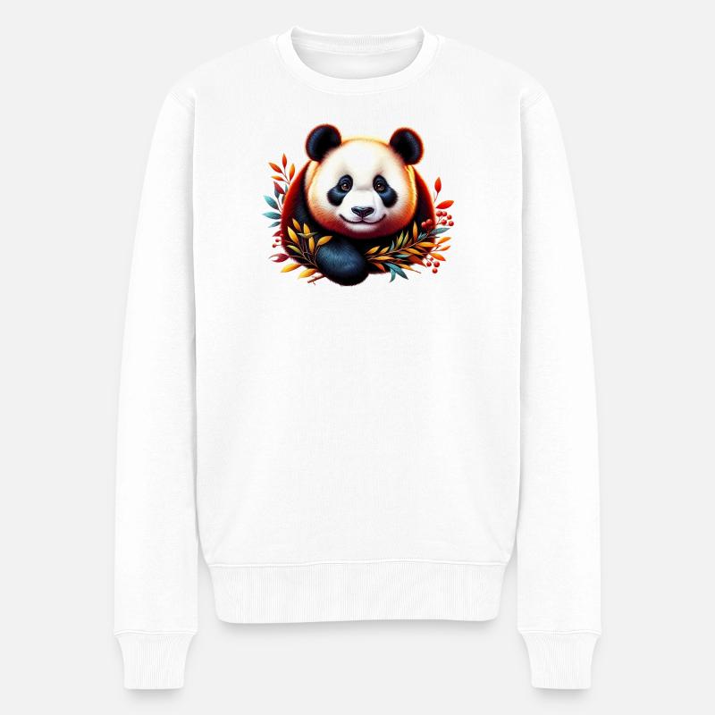 Panda - Männer Premium Bio Pullover - Weiß