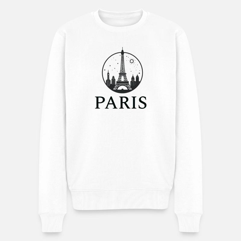 Silhouette de la tour Eiffel de Paris en cercle - Pull Premium bio Homme - blanc