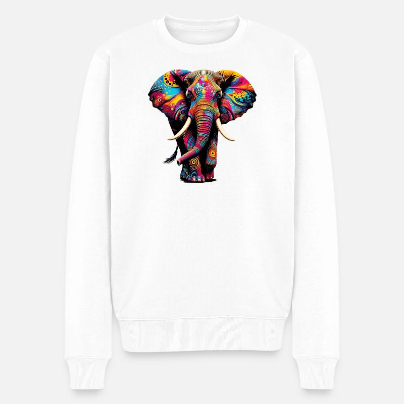 Elefant - Männer Premium Bio Pullover - Weiß