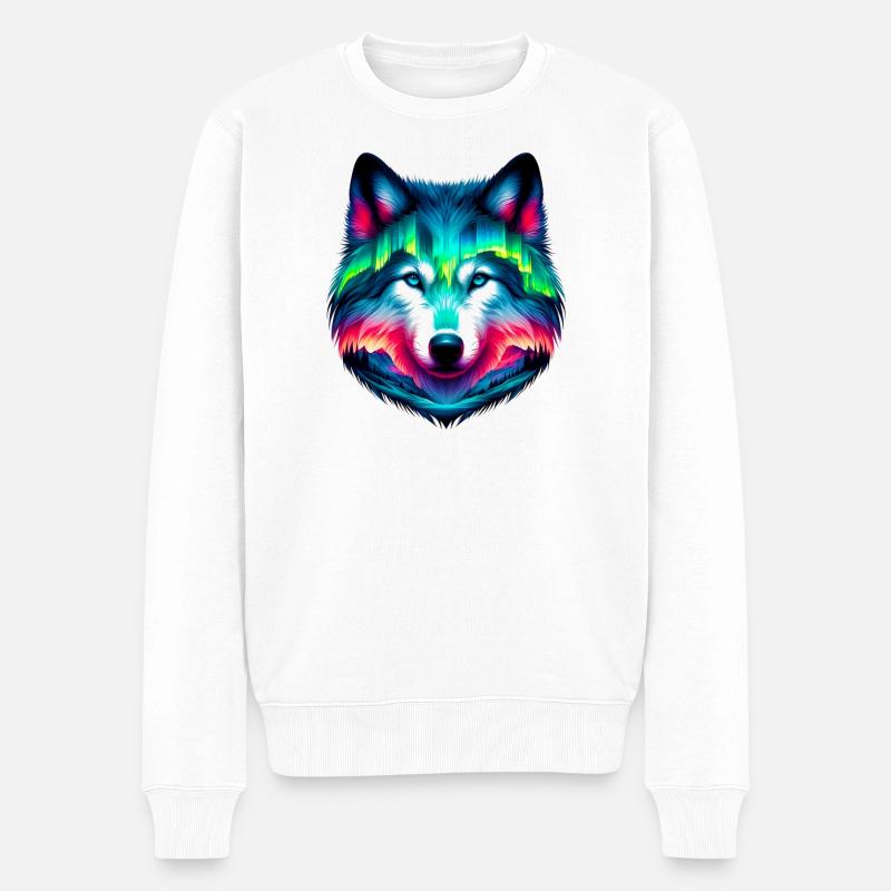 Wolf - Männer Premium Bio Pullover - Weiß