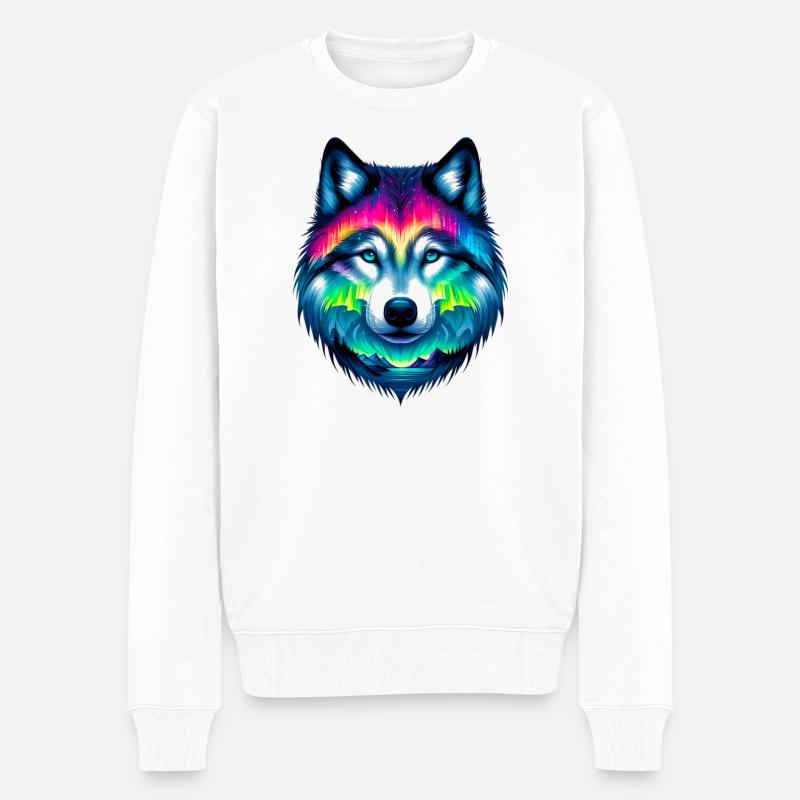 Wolf - Männer Premium Bio Pullover - Weiß
