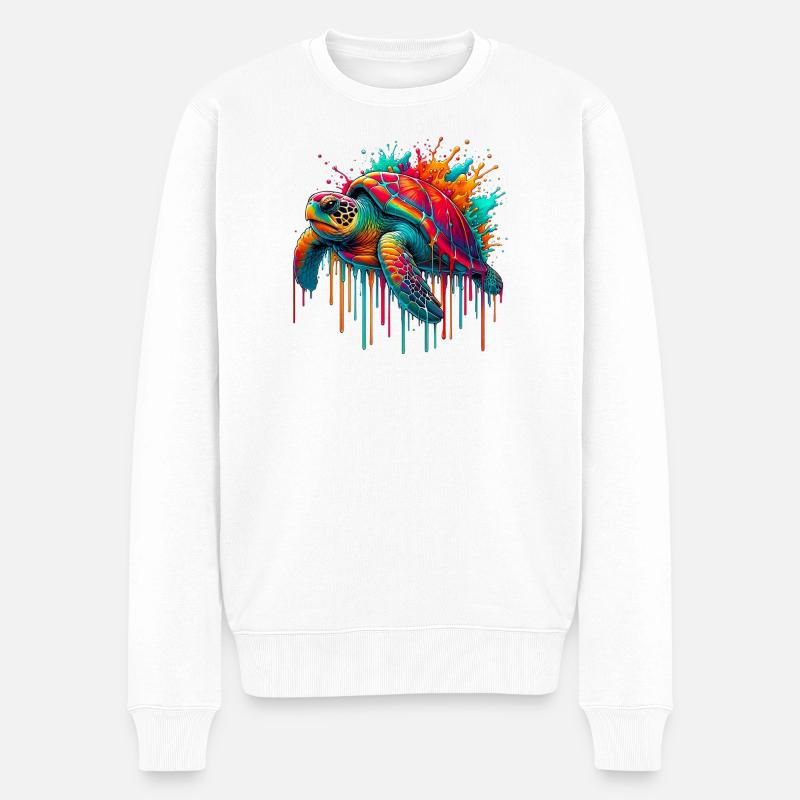 Schildkröte - Männer Premium Bio Pullover - Weiß