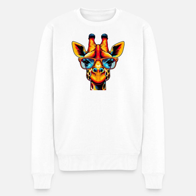 Giraffe - Männer Premium Bio Pullover - Weiß