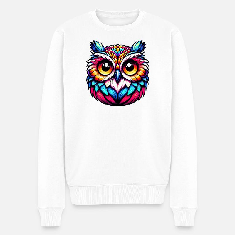 Eule - Männer Premium Bio Pullover - Weiß