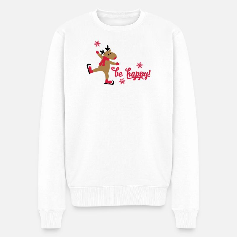 Lustige Weihnachten - Männer Premium Bio Pullover - Weiß