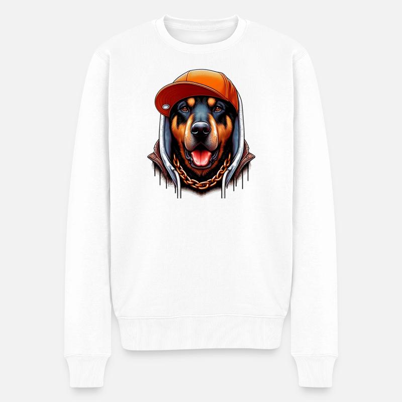 Hund - Männer Premium Bio Pullover - Weiß