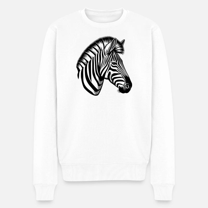 Zebra - Männer Premium Bio Pullover - Weiß
