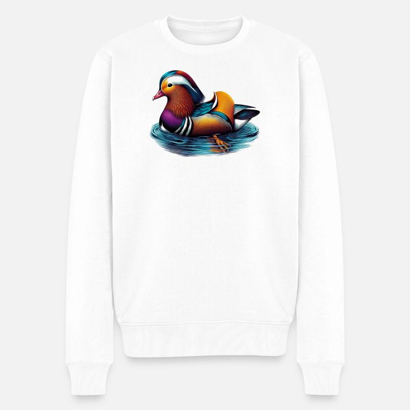 Mandarinente - Männer Premium Bio Pullover - Weiß