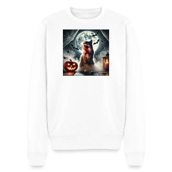 Spukvolle Katzen Halloween Gestaltung - Männer Premium Bio Pullover - Weiß - Vorne - Thijin (182cm)