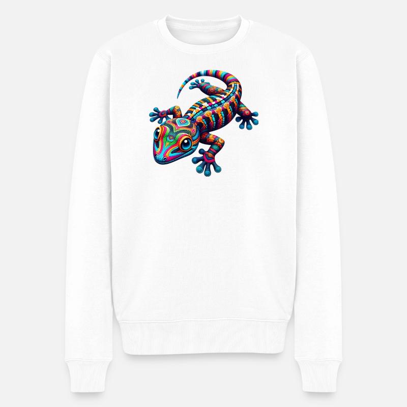 Gecko - Männer Premium Bio Pullover - Weiß