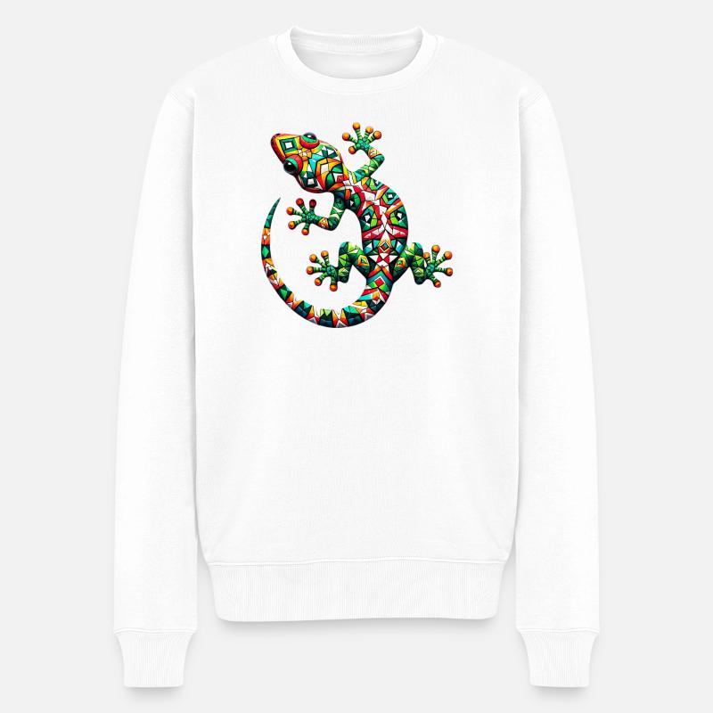 Gecko - Männer Premium Bio Pullover - Weiß