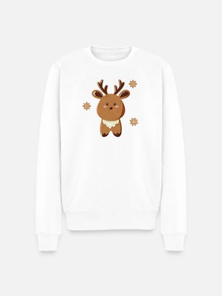 Cute Reindeer with Snowflakes - Men's Premium Organic Jumper - white