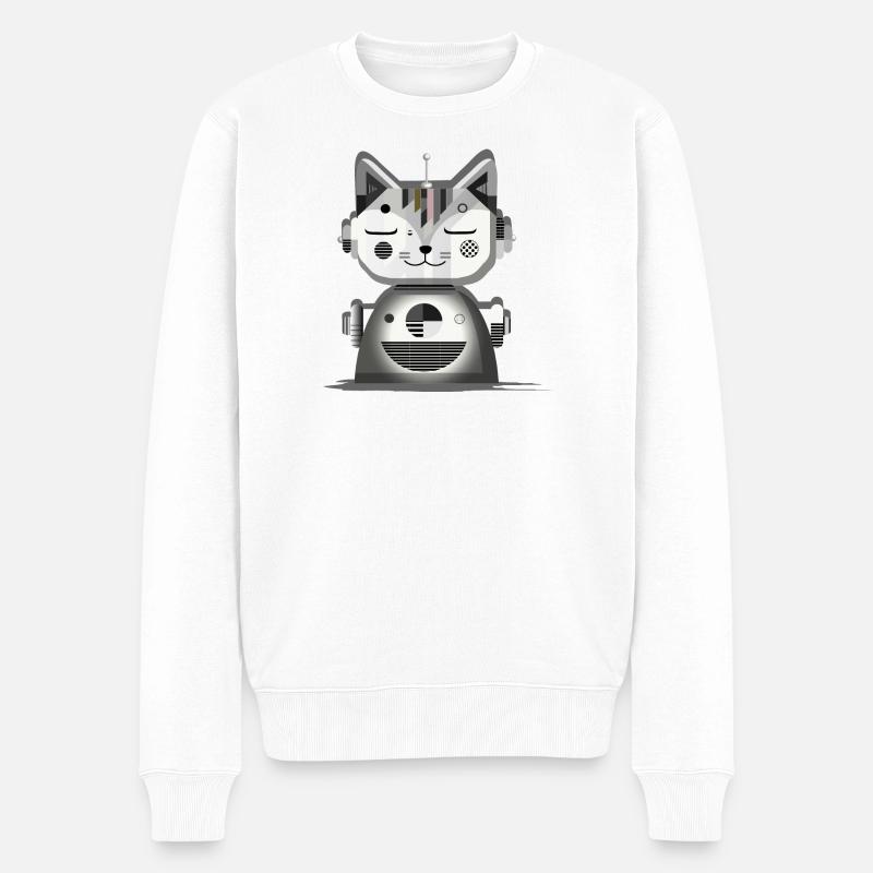 Chat robot géométrique - Illustration créative - Pull Premium bio Homme - blanc