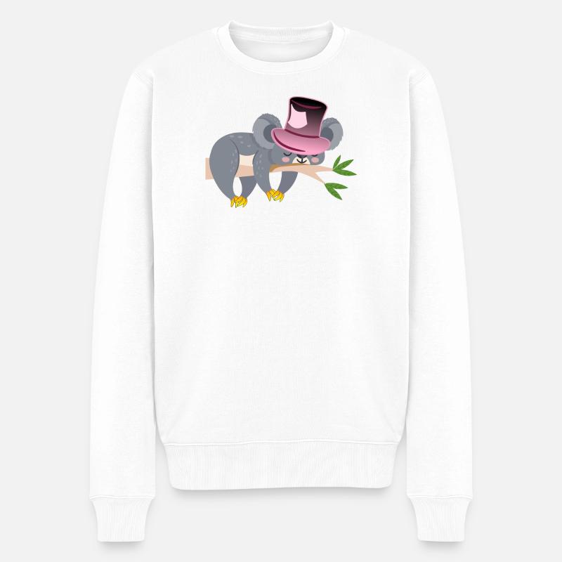 KOALA BÄR - SCHLAFEN - Männer Premium Bio Pullover - Weiß