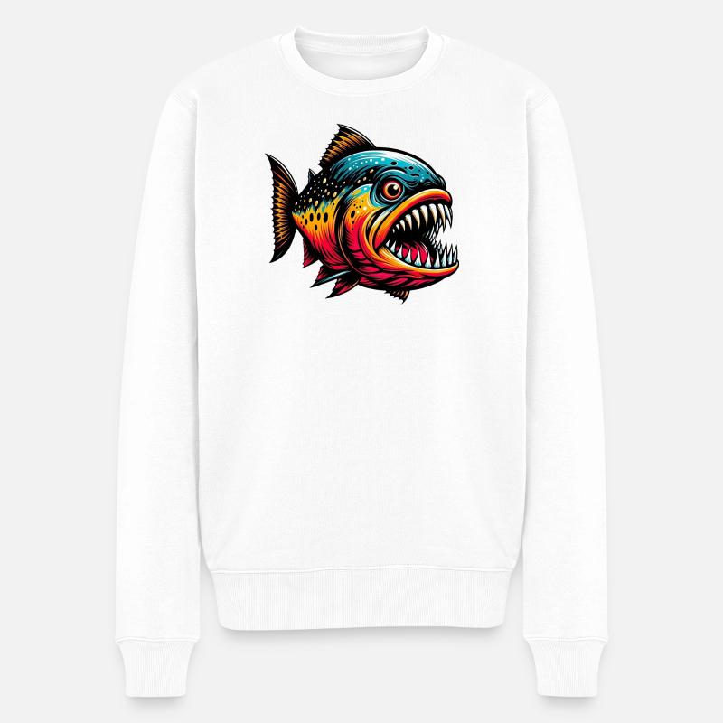 Piranha - Männer Premium Bio Pullover - Weiß