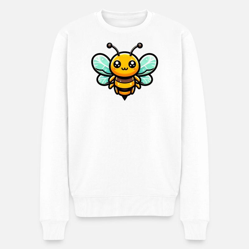 Biene - Männer Premium Bio Pullover - Weiß