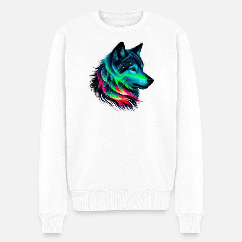 Wolf - Männer Premium Bio Pullover - Weiß