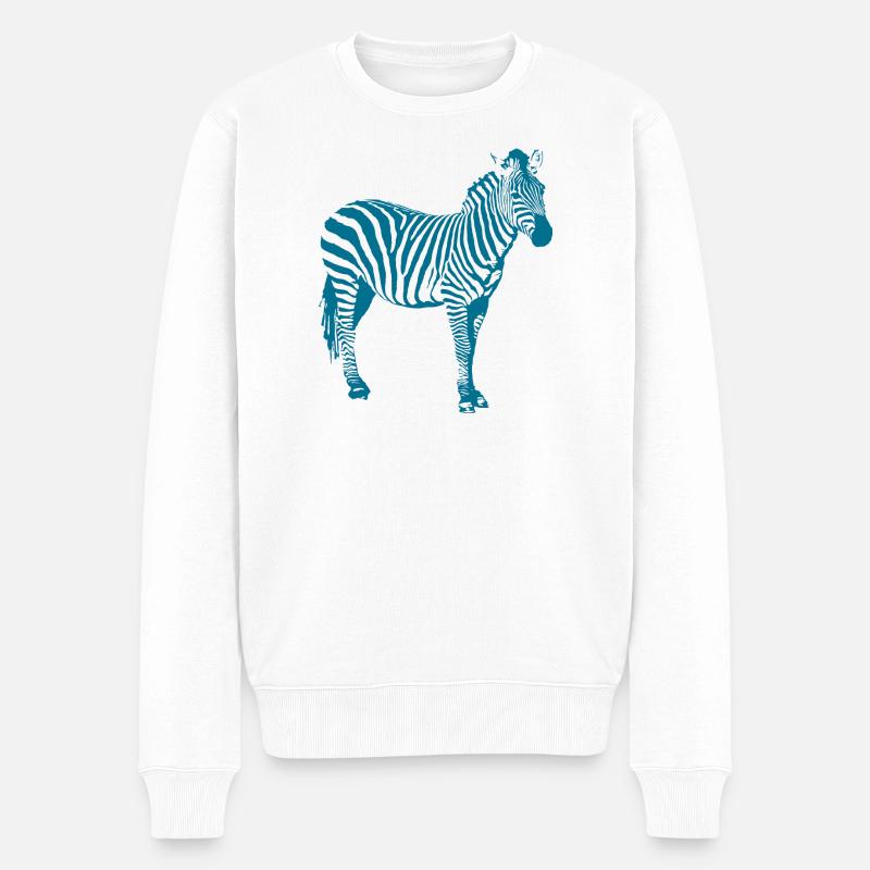 Zebra - Männer Premium Bio Pullover - Weiß