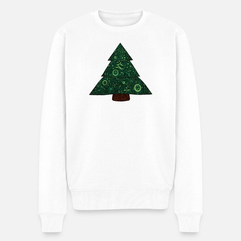 Mandala Weihnachtsbaum - Männer Premium Bio Pullover - Weiß