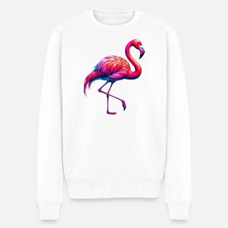 Flamingo - Männer Premium Bio Pullover - Weiß