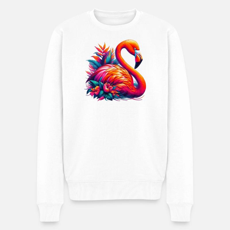 Flamingo - Männer Premium Bio Pullover - Weiß
