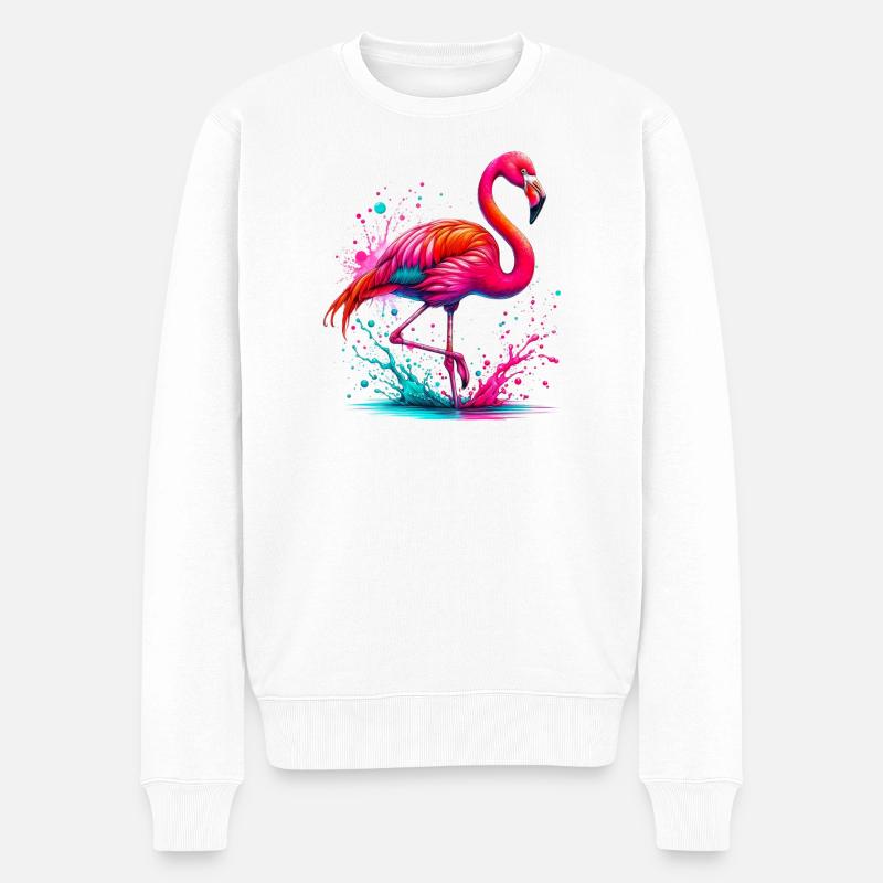 Flamingo - Männer Premium Bio Pullover - Weiß