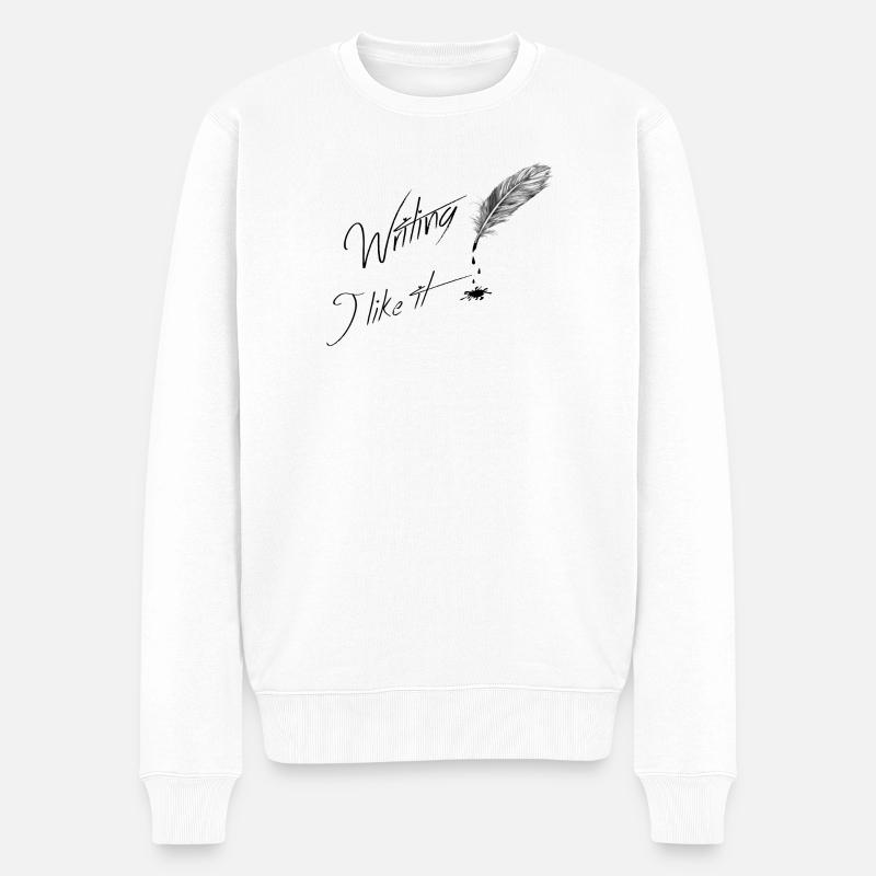 Schreiben gefällt mir - Männer Premium Bio Pullover - Weiß