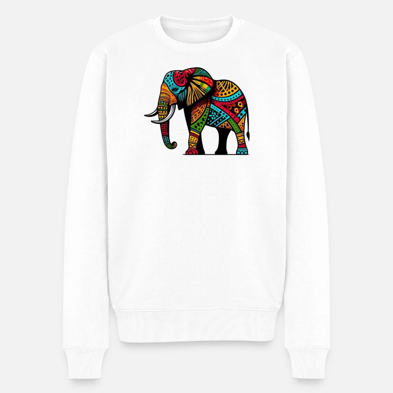 Elefant - Männer Premium Bio Pullover - Weiß