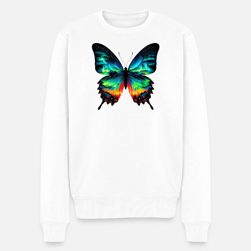 Schmetterling - Männer Premium Bio Pullover - Weiß