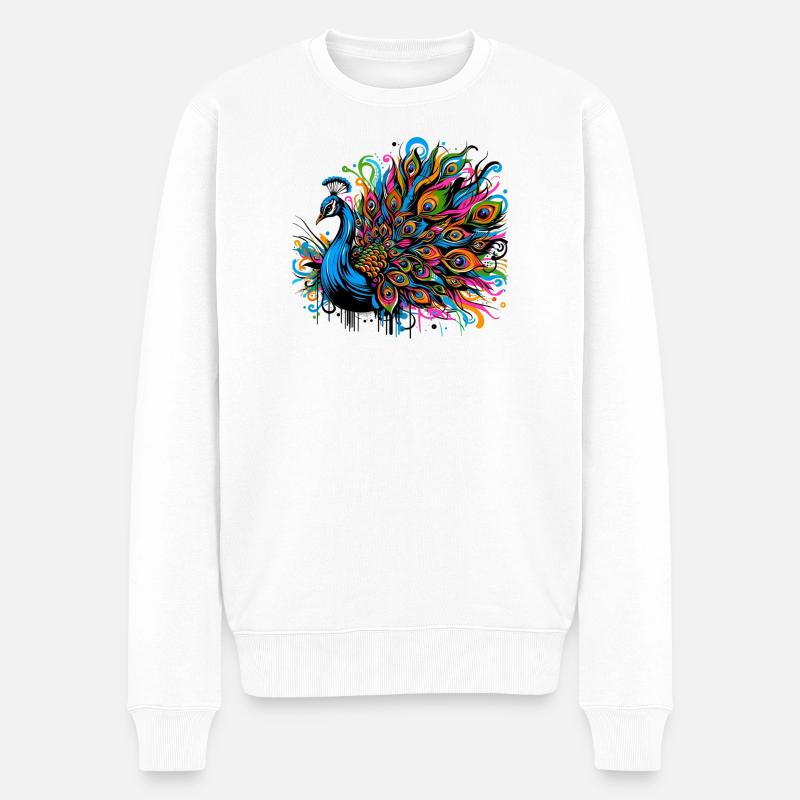 Pfau - Männer Premium Bio Pullover - Weiß
