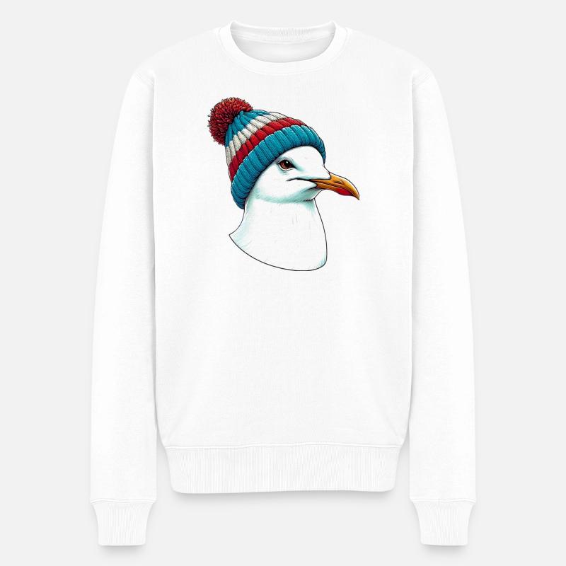 Möwe - Männer Premium Bio Pullover - Weiß