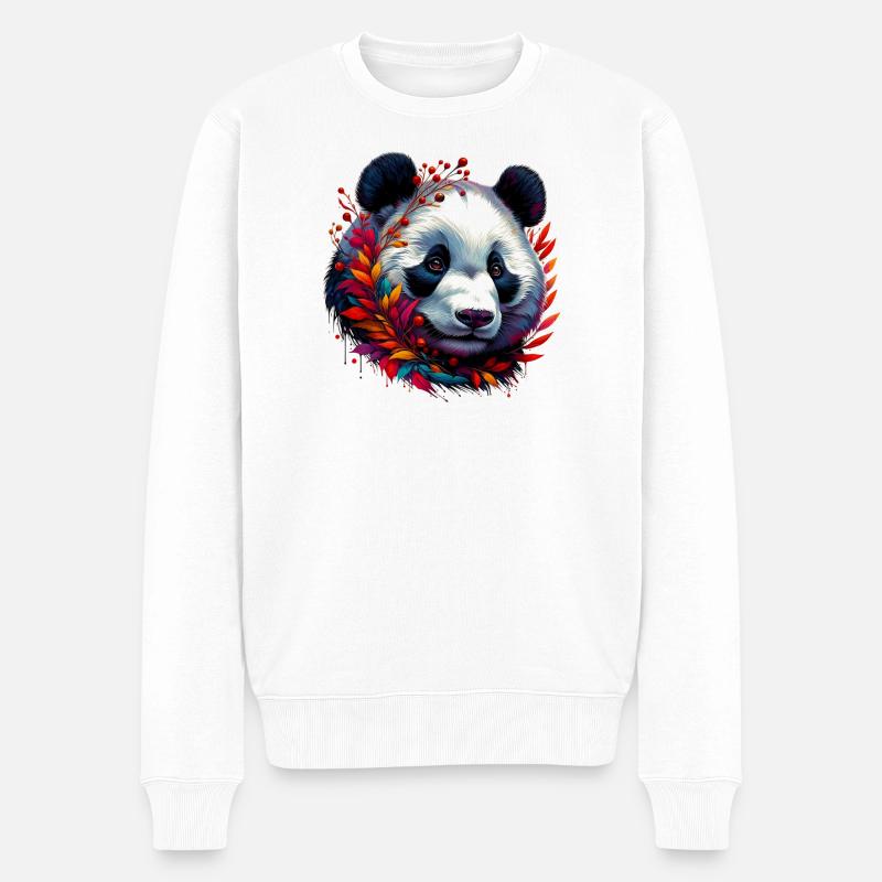 Panda - Männer Premium Bio Pullover - Weiß