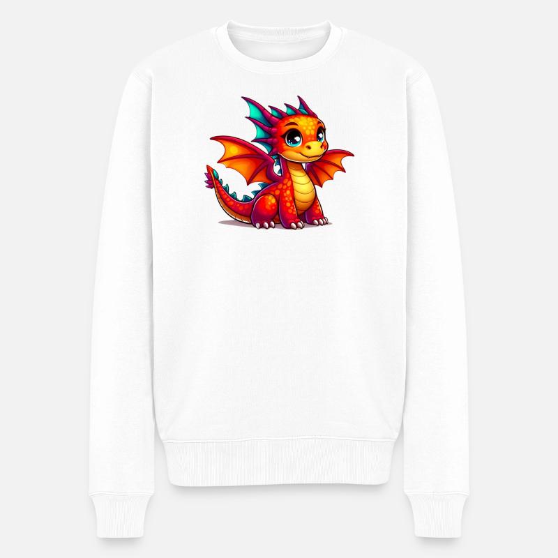 Drache - Männer Premium Bio Pullover - Weiß
