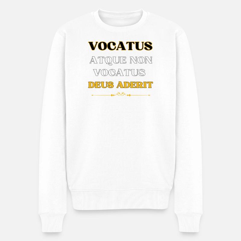 Vocatus Deus Aderit - Männer Premium Bio Pullover - Weiß